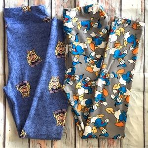 2 Pack Disney MISS PIGGY & DONALD DUCK Print Soft LEGGINGS G…